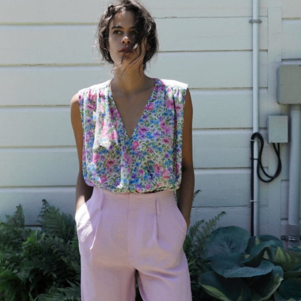 Zara floral print bodysuit